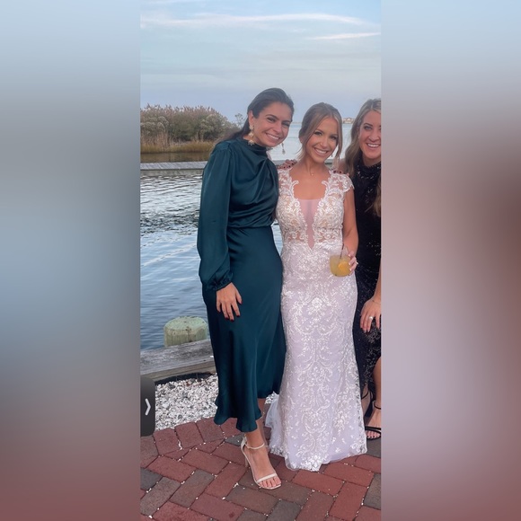 Hello Molly One Shoulder Teal Midi Dress - Picture 2 of 6